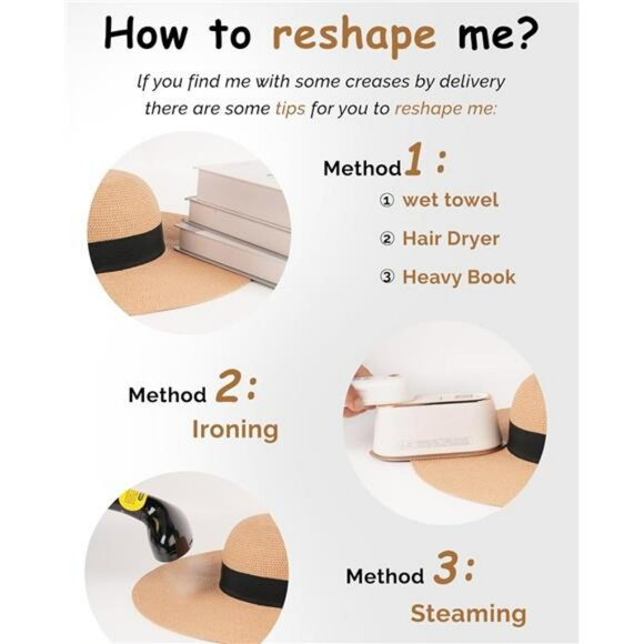 Womens Wide Brim Straw Sun Hat UPF 80 Foldable Floppy Beach Summer Hat - Picture 5 of 7